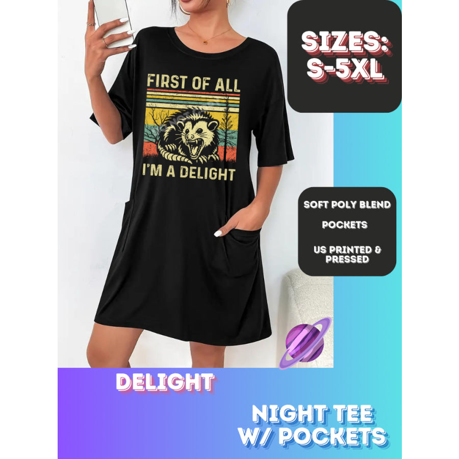 Preorder Custom Sleep Shirt with Pockets - Delight - Closes 22 Sep - ETA early Nov 2024 Sleepwear