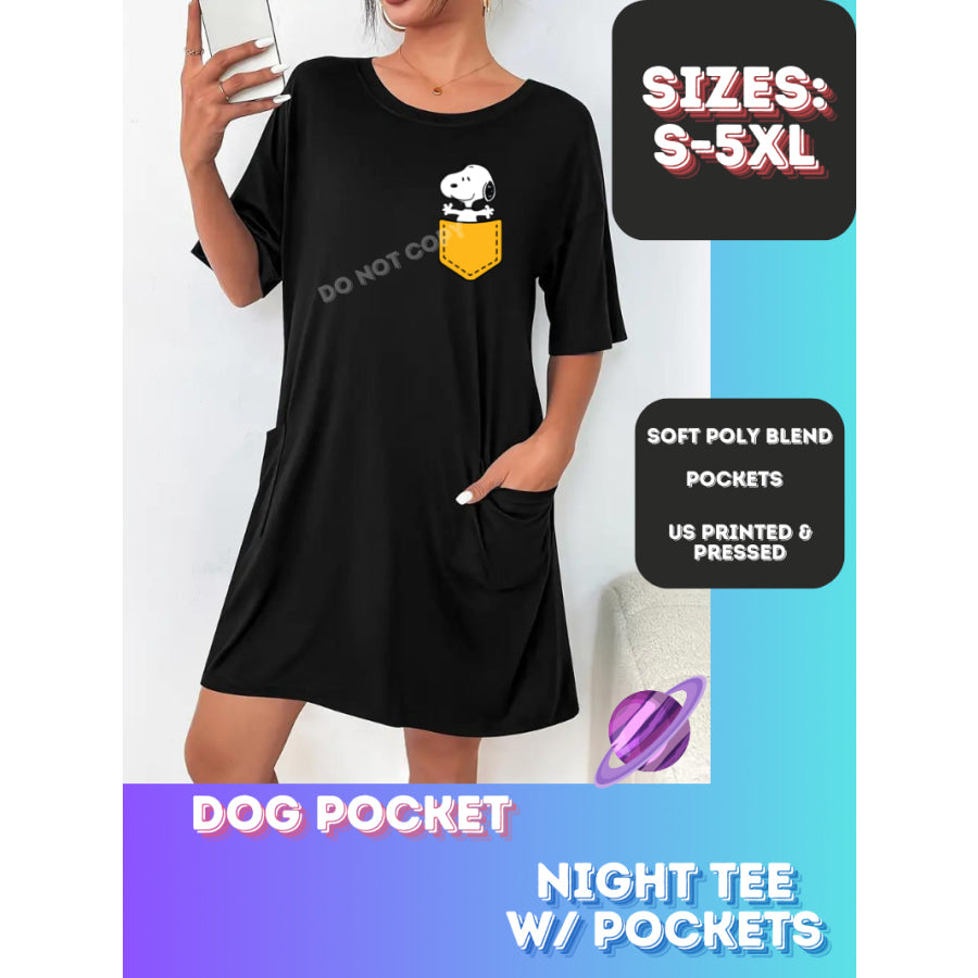 Preorder Custom Sleep Shirt with Pockets - Dog Pocket - Closes 22 Sep - ETA early Nov 2024 Sleepwear