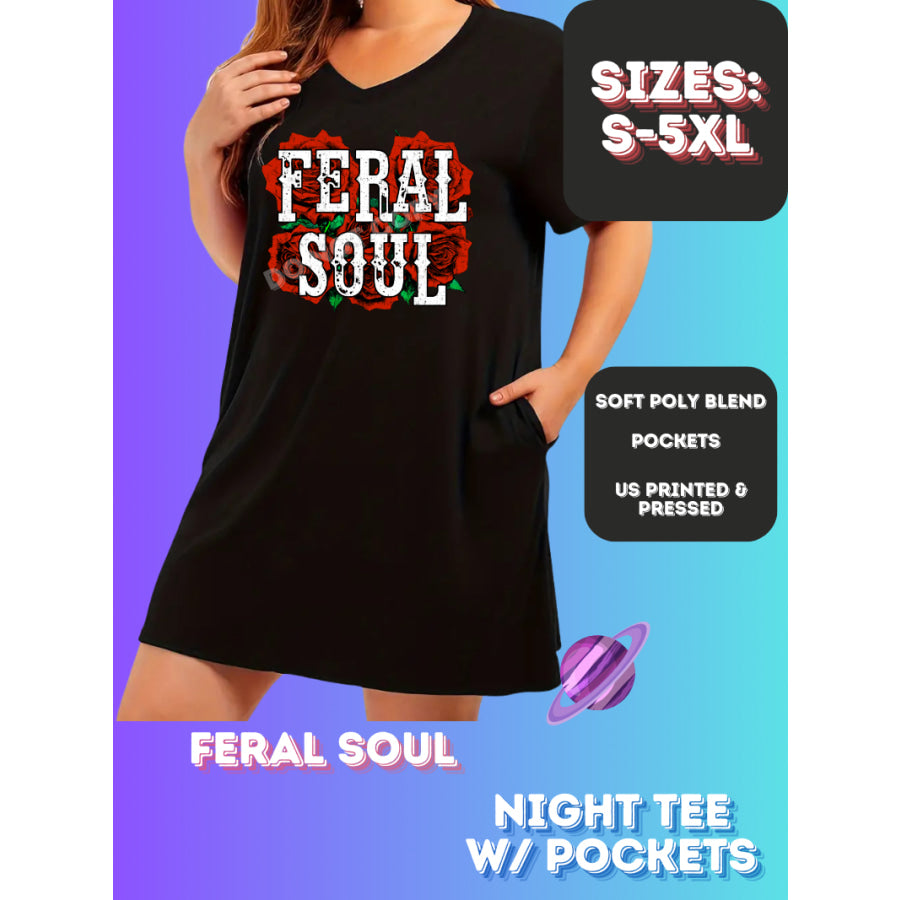 Preorder Custom Sleep Shirt with Pockets - Feral Soul - Closes 23 Nov - ETA early Jan 2025 Sleepwear