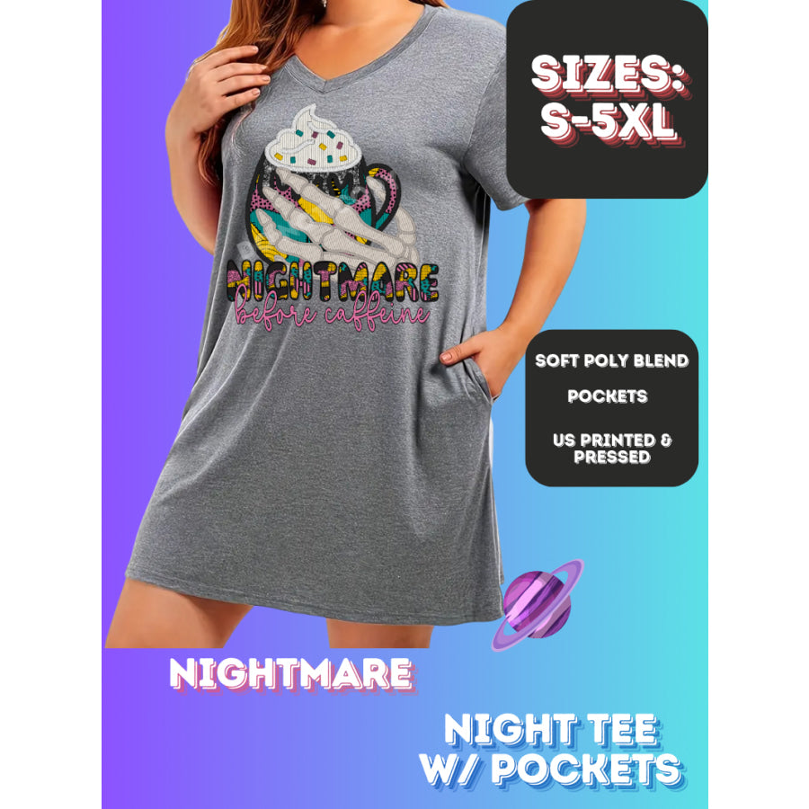 Preorder Custom Sleep Shirt with Pockets - Nightmare - Closes 23 Nov - ETA early Jan 2025 Sleepwear