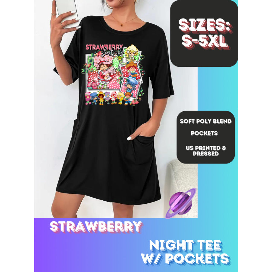 Preorder Custom Sleep Shirt with Pockets - Strawberry - Closes 22 Sep - ETA early Nov 2024 Sleepwear