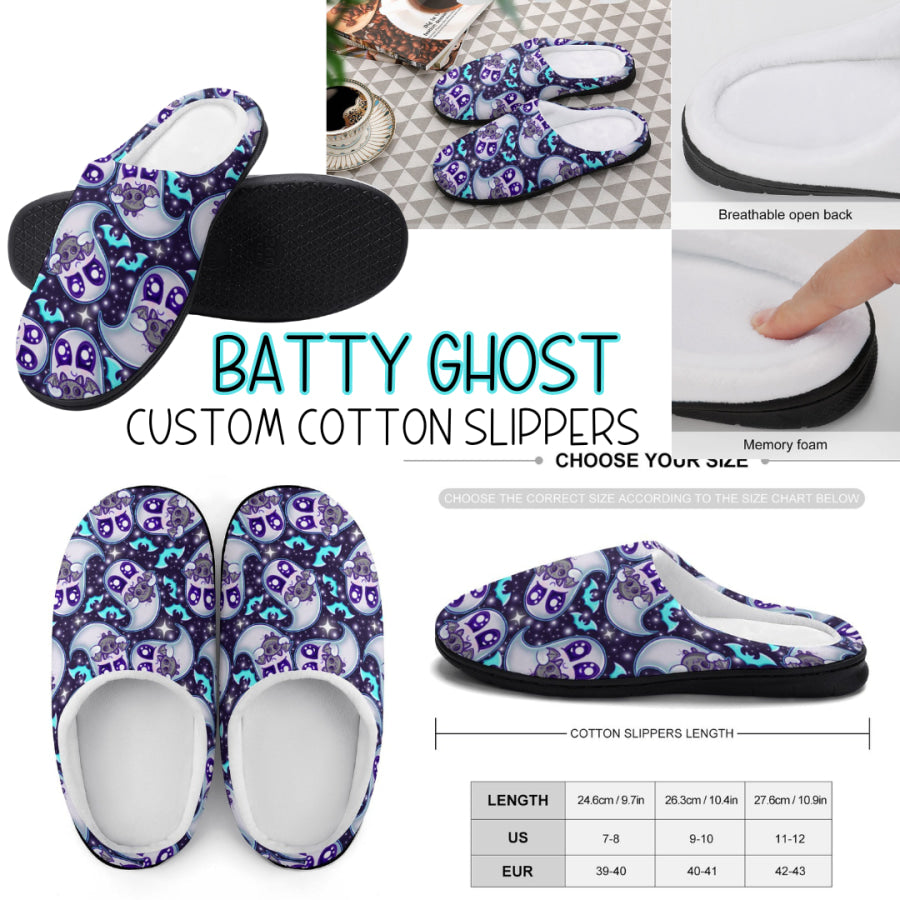 PREORDER Custom Slippers - Batty Ghost - Closes 18 Sep - ETA mid Dec 2024 Slippers