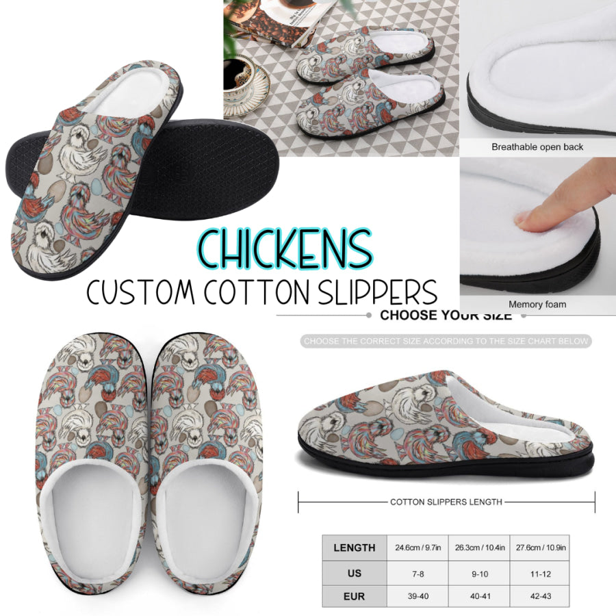 PREORDER Custom Slippers - Chickens - Closes 18 Sep - ETA mid Dec 2024 Slippers