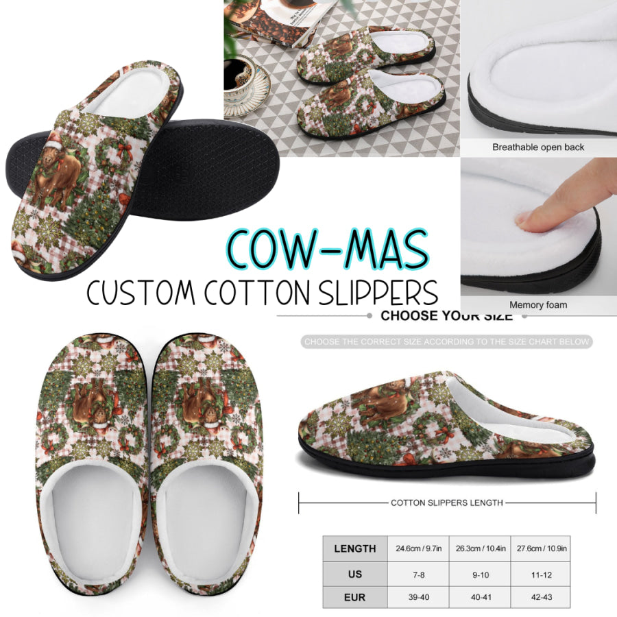 PREORDER Custom Slippers - Cow-mas - Closes 18 Sep - ETA mid Dec 2024 Slippers