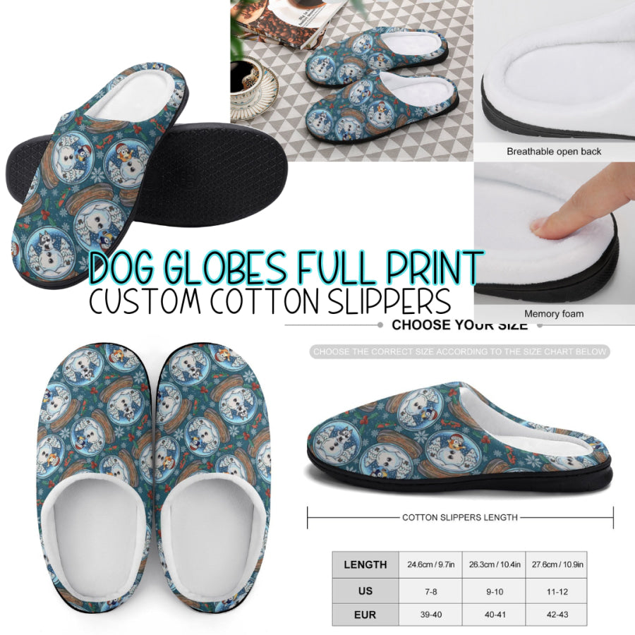 PREORDER Custom Slippers - Dog Globes Full Print - Closes 18 Sep - ETA mid Dec 2024 Slippers