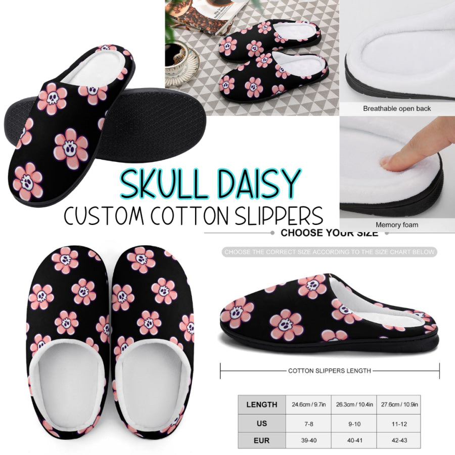 PREORDER Custom Slippers - Skull Daisy - Closes 18 Sep - ETA mid Dec 2024 Slippers