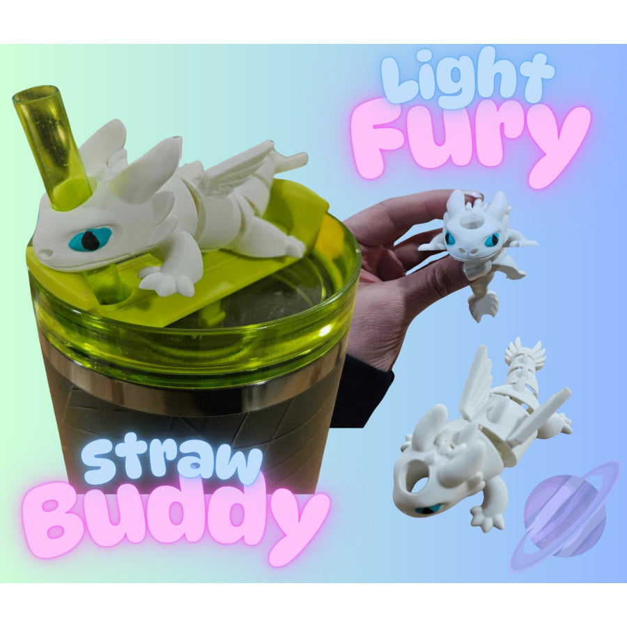 Preorder Custom Straw Buddies - Light Fury - ETA 3-4 weeks Drinkware