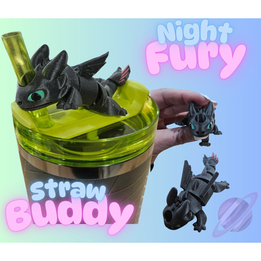 Preorder Custom Straw Buddies - Night Fury - ETA 3-4 weeks Drinkware