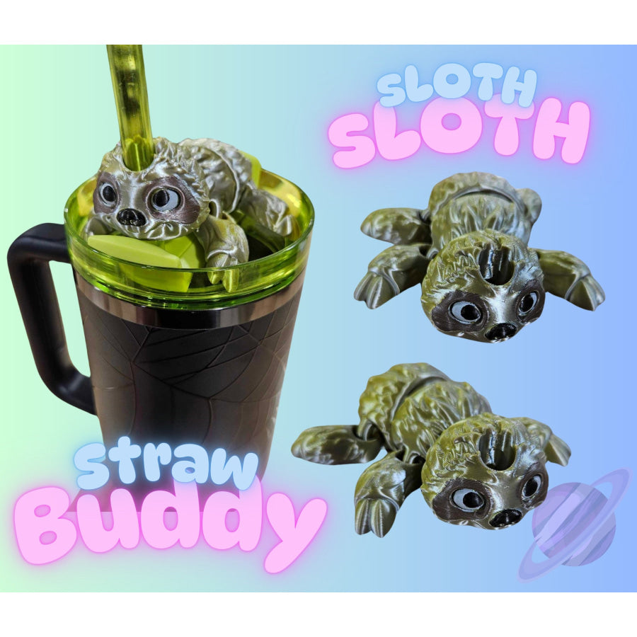 Preorder Custom Straw Buddies - Sloth - ETA 3-4 weeks Drinkware