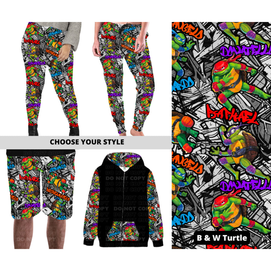 PREORDER Custom Styles - B &amp; W Turtle - Closes 27 Nov - ETA late Feb 2025 Leggings