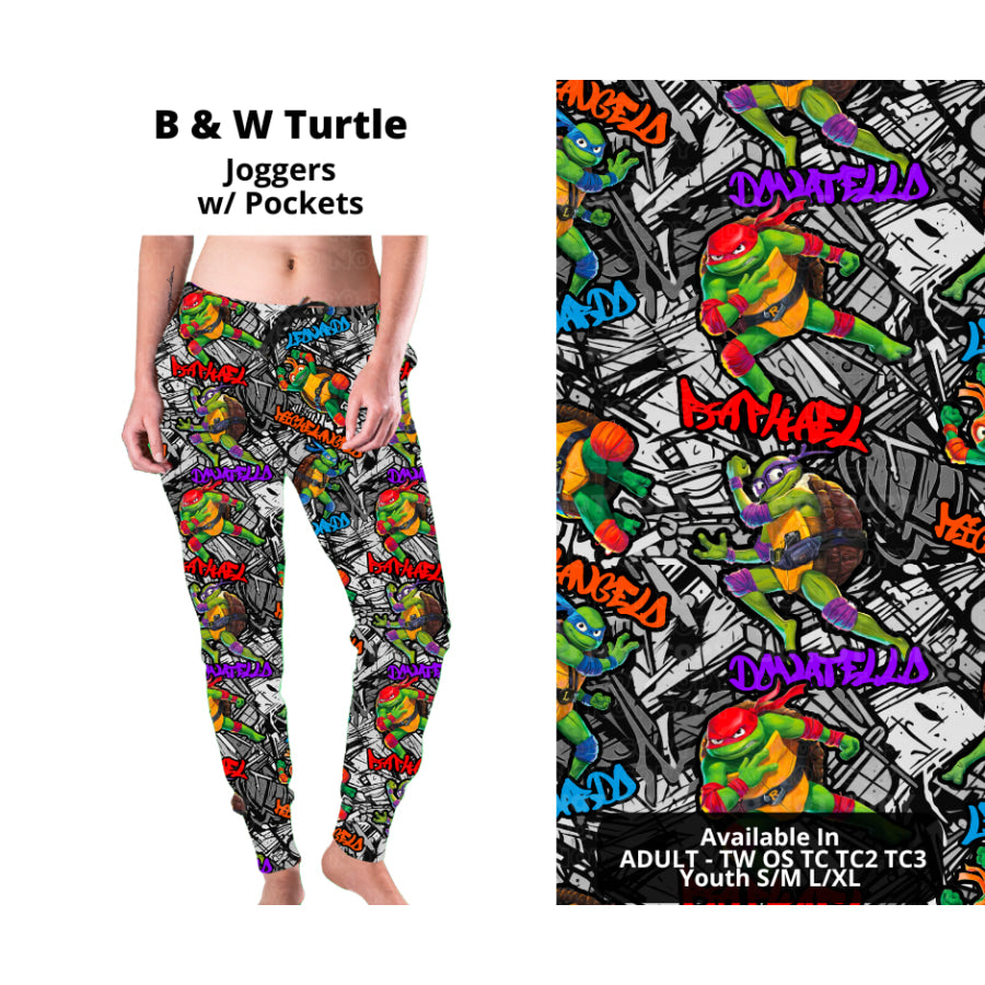 PREORDER Custom Styles - B &amp; W Turtle - Closes 27 Nov - ETA late Feb 2025 Leggings