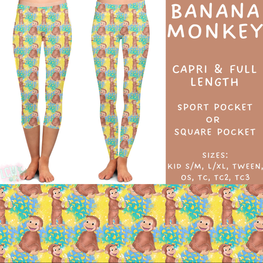 Preorder Custom Styles - Banana Monkey - Closes 21 Mar - ETA mid Jun 2025 Leggings