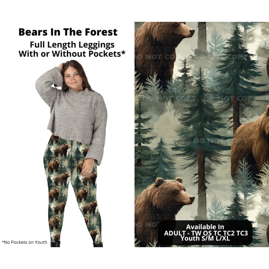 PREORDER Custom Styles - Bears In The Forest - Closes 27 Nov - ETA late Feb 2025 Leggings