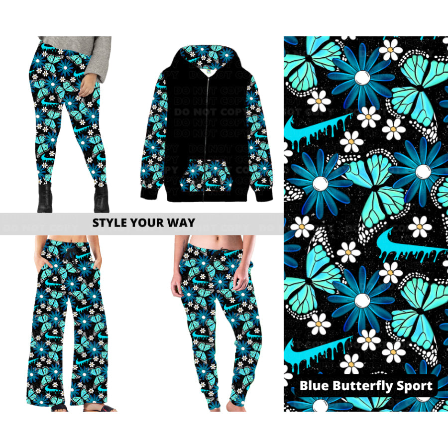 PREORDER Custom Styles - Blue Butterfly Sport - Closes 21 Nov - ETA late Feb 2025 Leggings