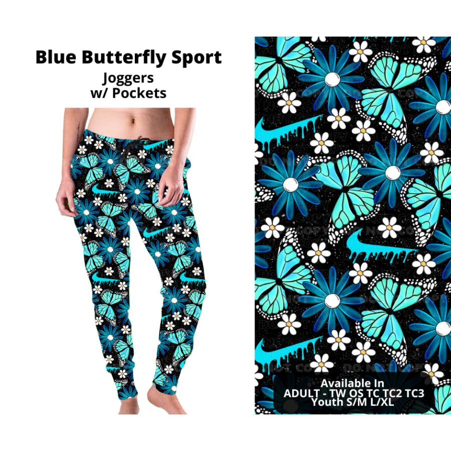 PREORDER Custom Styles - Blue Butterfly Sport - Closes 21 Nov - ETA late Feb 2025 Leggings