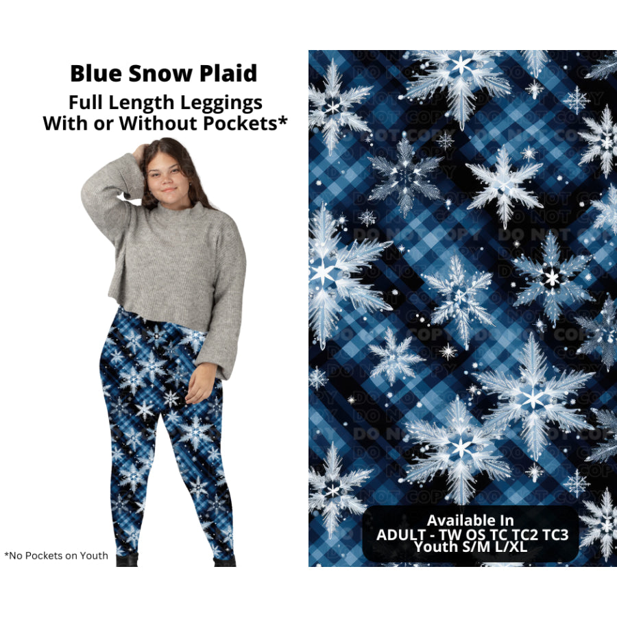 PREORDER Custom Styles - Blue Snow Plaid - Closes 14 Oct - ETA early Jan 2024 Leggings