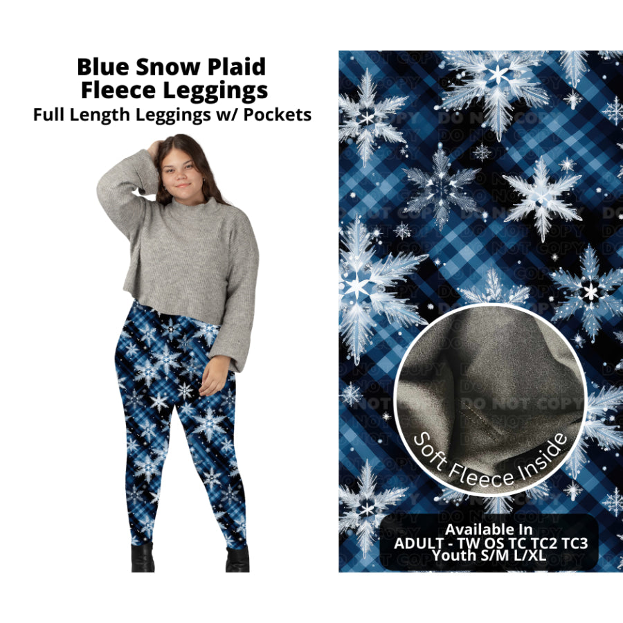 PREORDER Custom Styles - Blue Snow Plaid - Closes 14 Oct - ETA early Jan 2024 Leggings