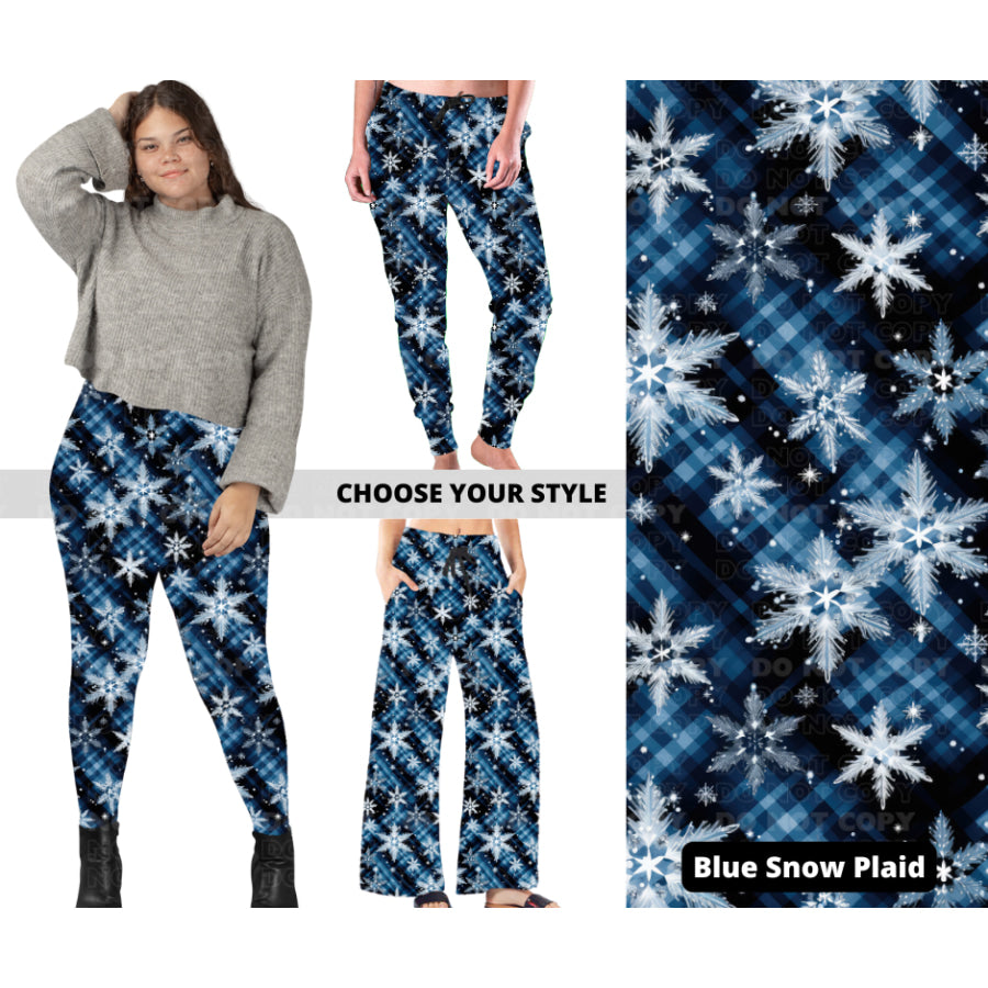 PREORDER Custom Styles - Blue Snow Plaid - Closes 14 Oct - ETA early Jan 2024 Leggings