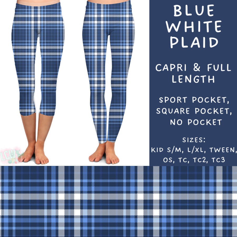 Preorder Custom Styles - Blue White Plaid - Closes 22 Nov - ETA early Feb 2025 Leggings