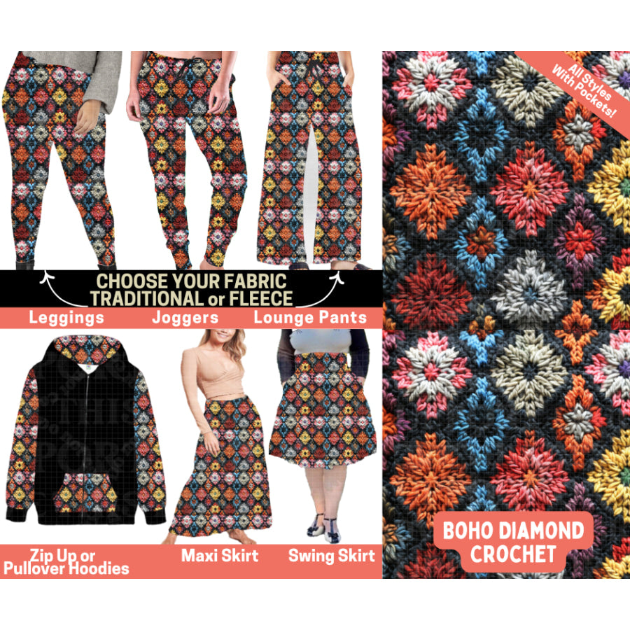 Preorder Custom Styles - Boho Diamond Crochet - Closes 1 Oct - ETA Early Feb 2026 Leggings