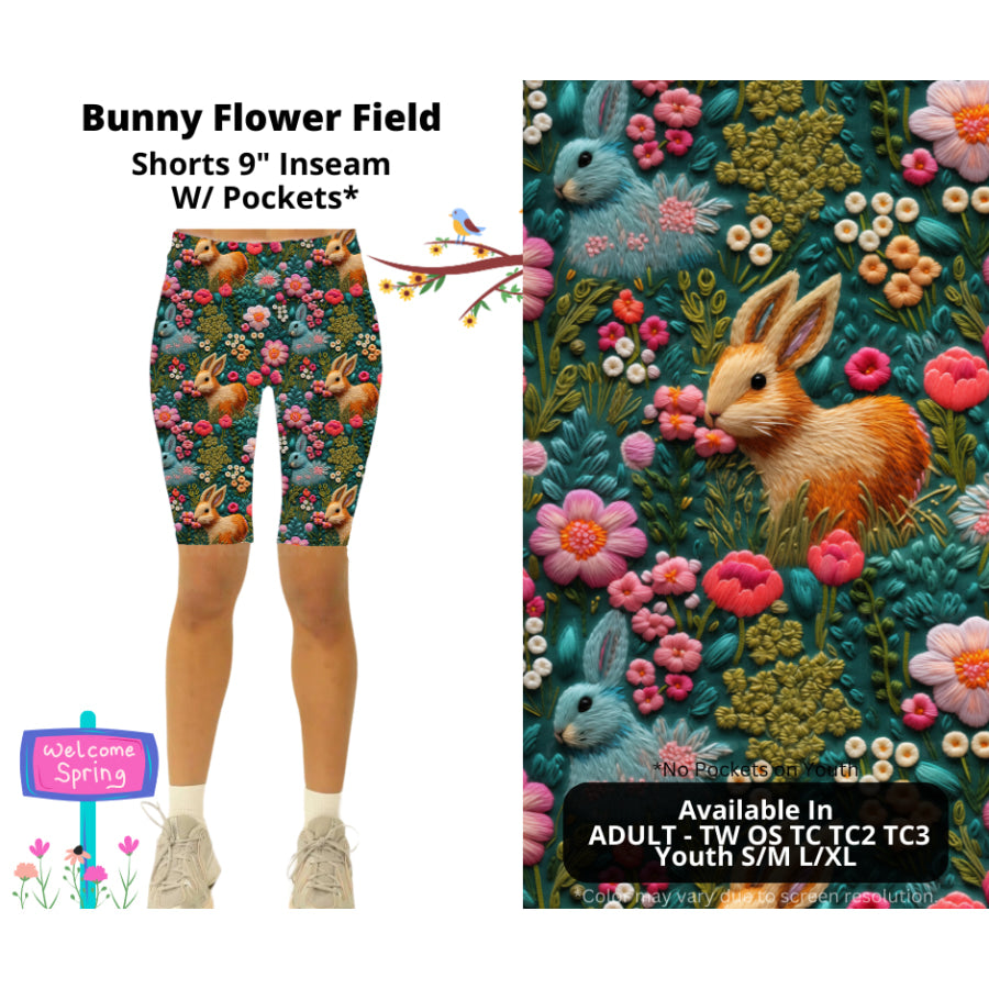 PREORDER Custom Styles - Bunny Flower Field - Closes 27 Jan - ETA late Apr 2025 Leggings