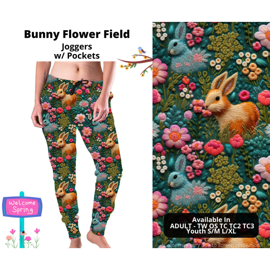 PREORDER Custom Styles - Bunny Flower Field - Closes 27 Jan - ETA late Apr 2025 Leggings