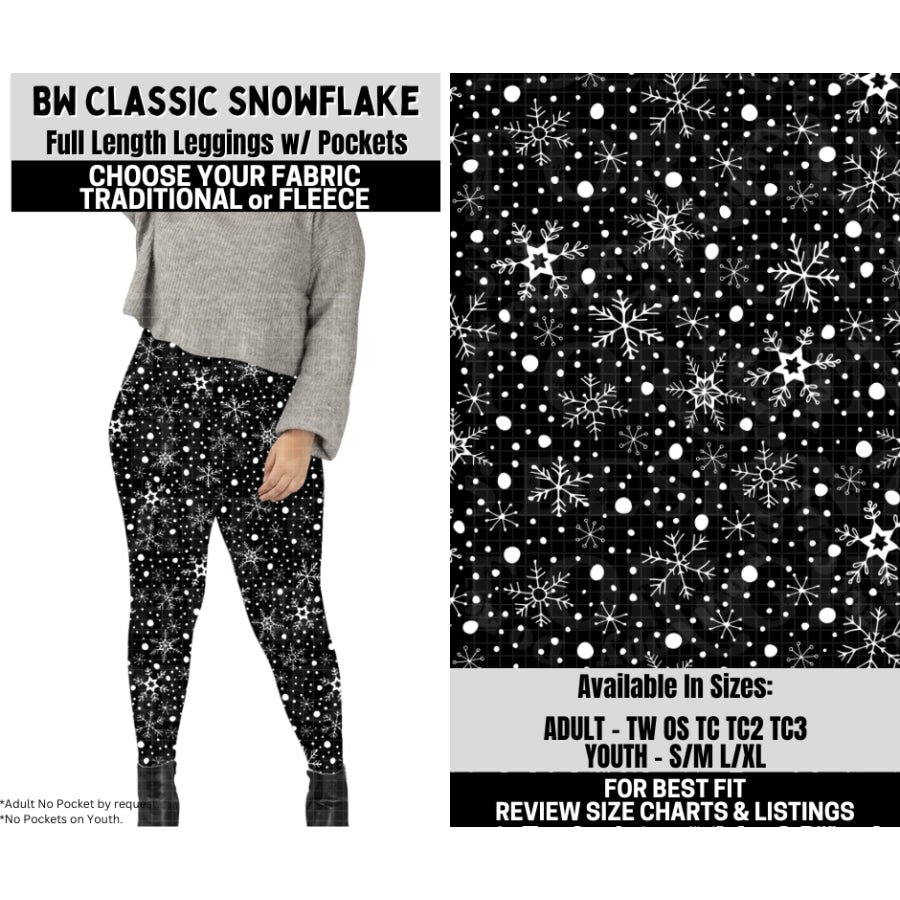 Preorder Custom Styles - BW Classic Snowflake - Closes 6 Oct - ETA mid Feb 2026 Leggings