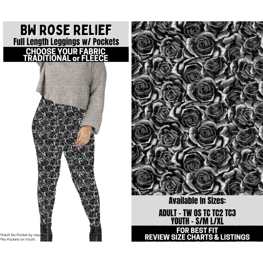 Preorder Custom Styles - BW Rose Relief - Closes 6 Oct - ETA mid Feb 2026 Leggings
