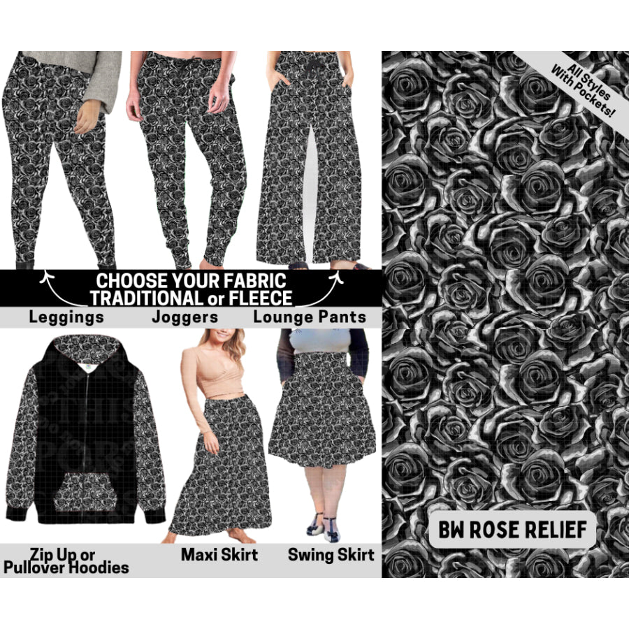 Preorder Custom Styles - BW Rose Relief - Closes 6 Oct - ETA mid Feb 2026 Leggings