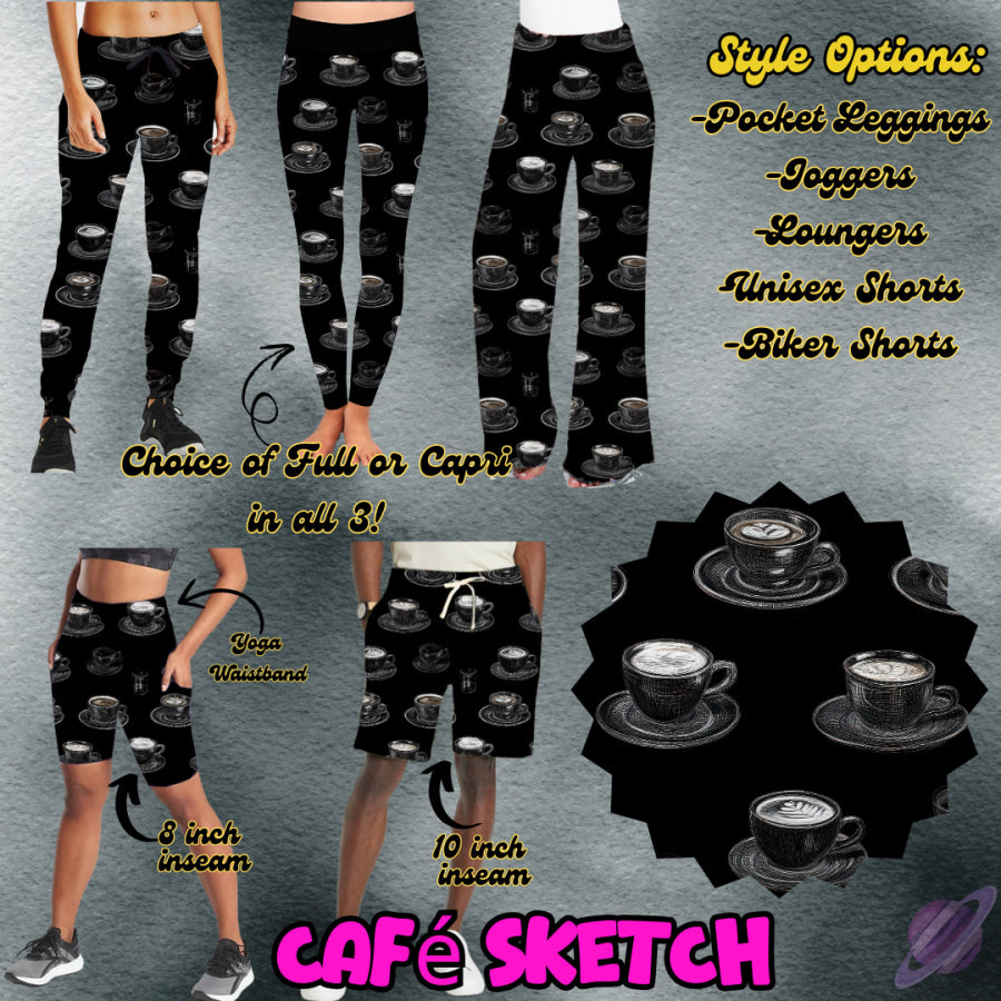 PREORDER Custom Styles - Cafe Sketch - Closes 26 Jan - ETA late Apr 2025 Leggings