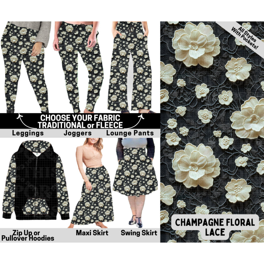 Preorder Custom Styles - Champagne Floral Lace - Closes 6 Oct - ETA mid Feb 2026 Leggings