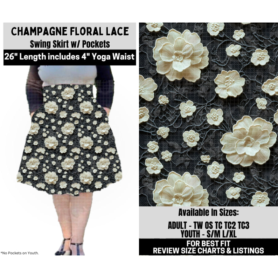 Preorder Custom Styles - Champagne Floral Lace - Closes 6 Oct - ETA mid Feb 2026 Leggings