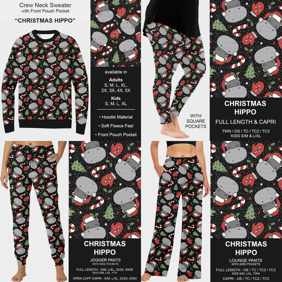 PREORDER Custom Styles - Christmas Hippo - Closes 22 Jul - ETA late Oct 2025 Loungewear