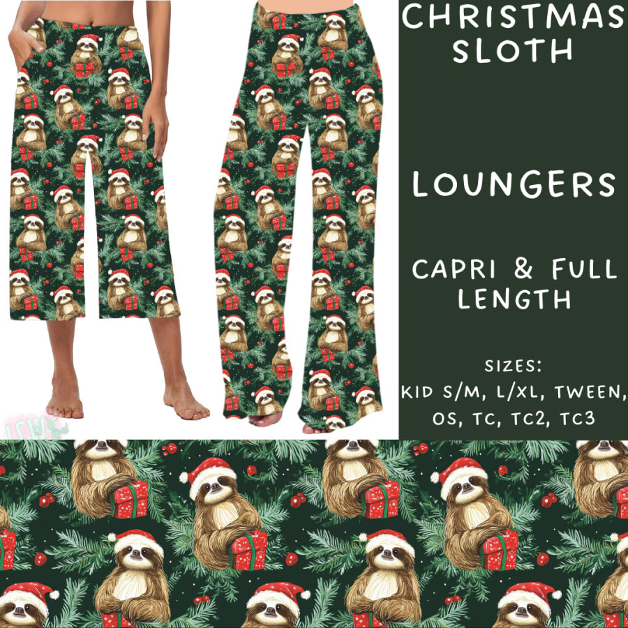 Preorder Custom Styles - Christmas Sloth - Closes 31 Oct - ETA early Jan 2025 Leggings