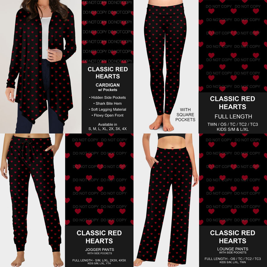 PREORDER Custom Styles - Classic Red Hearts - Closes 26 Nov - ETA early Feb 2025 Loungewear