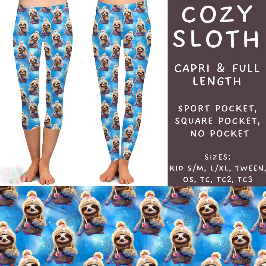 Preorder Custom Styles - Cozy Sloth - Closes 22 Nov - ETA early Feb 2025 Leggings