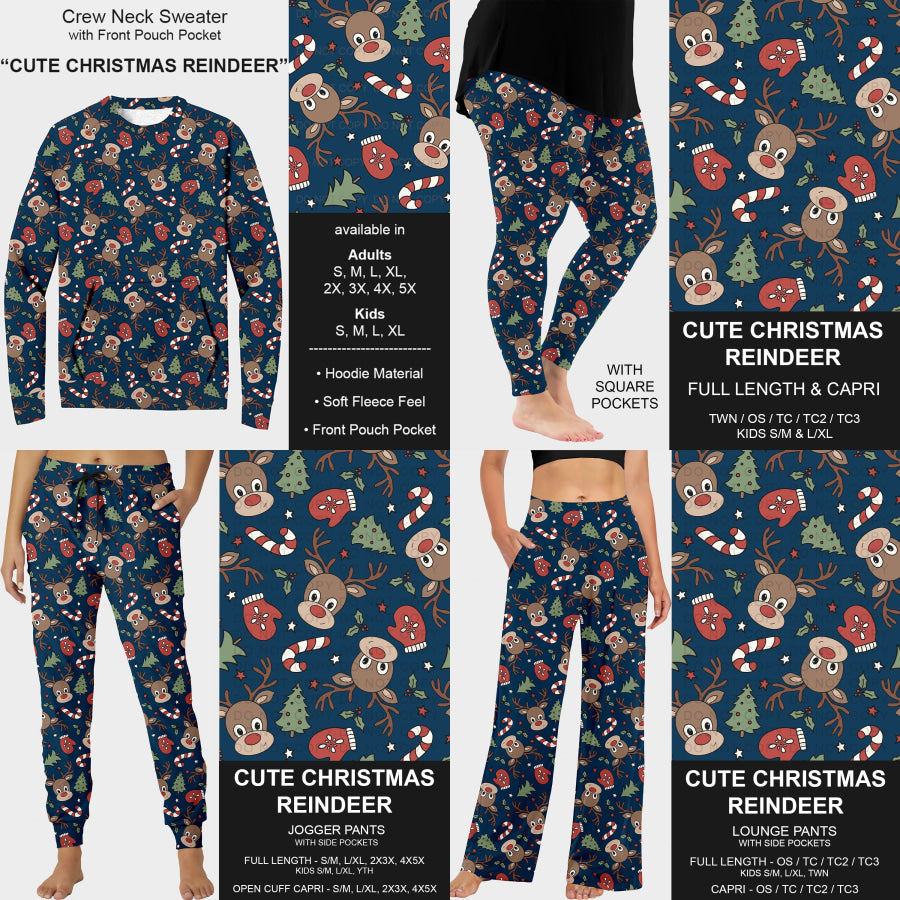 PREORDER Custom Styles - Cute Christmas Reindeer - Closes 22 Jul - ETA late Oct 2025 Loungewear