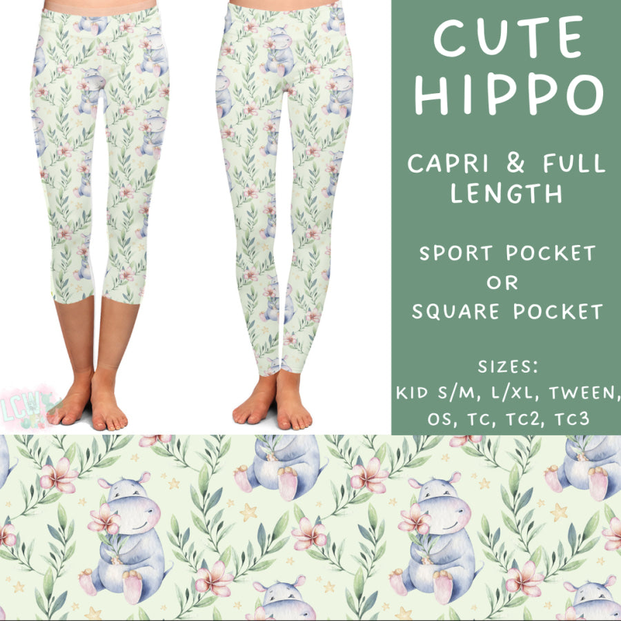 Preorder Custom Styles - Cute Hippo - Closes 5 Mar - ETA late May 2025 Leggings