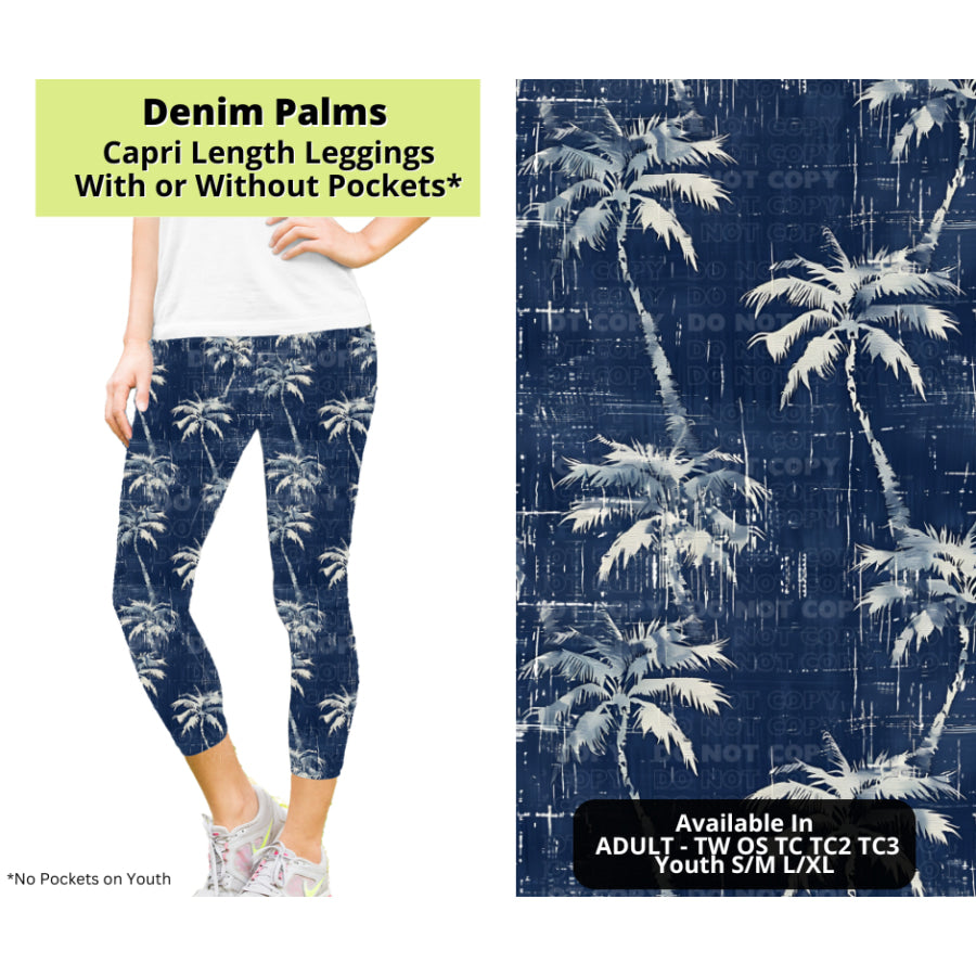 Preorder Custom Styles - Denim Palms - Closes 24 Mar - ETA late Jun 2025 Leggings