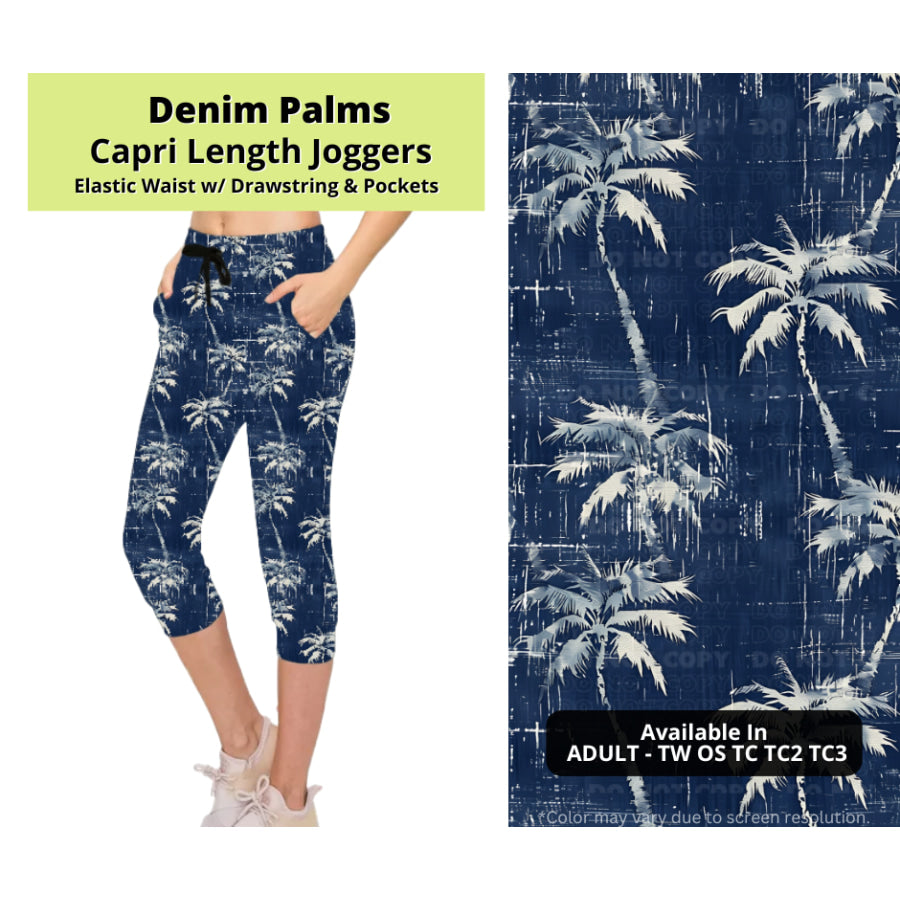 Preorder Custom Styles - Denim Palms - Closes 24 Mar - ETA late Jun 2025 Leggings