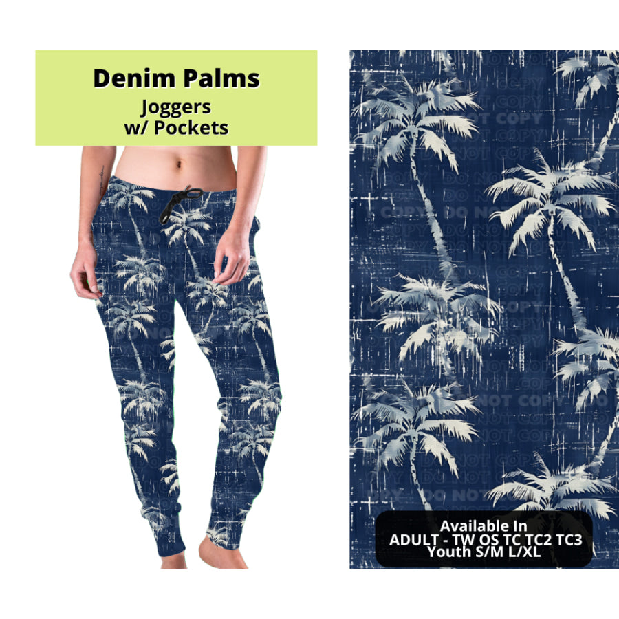 Preorder Custom Styles - Denim Palms - Closes 24 Mar - ETA late Jun 2025 Leggings