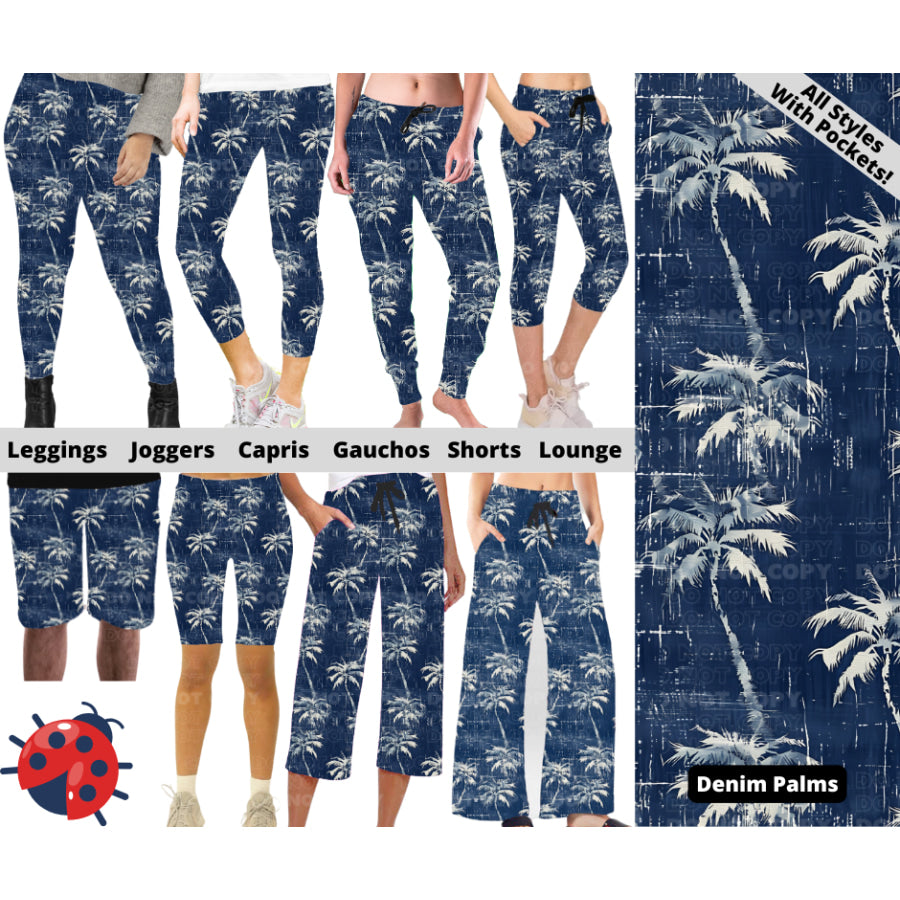 Preorder Custom Styles - Denim Palms - Closes 24 Mar - ETA late Jun 2025 Leggings