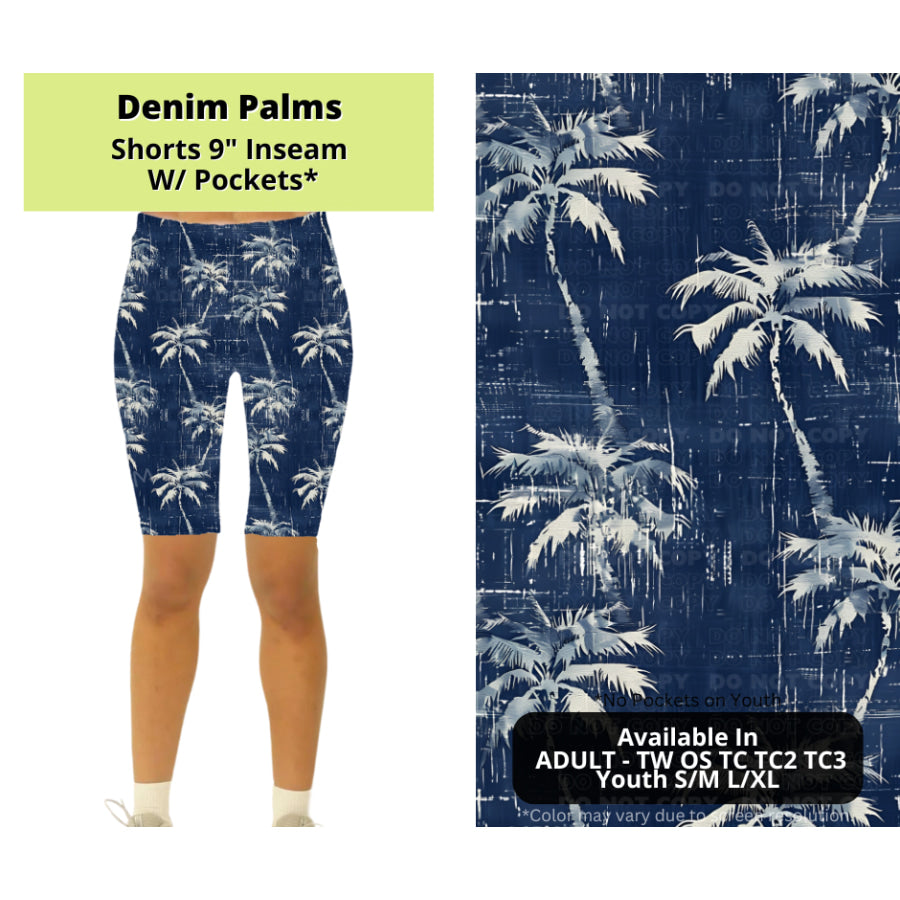 Preorder Custom Styles - Denim Palms - Closes 24 Mar - ETA late Jun 2025 Leggings