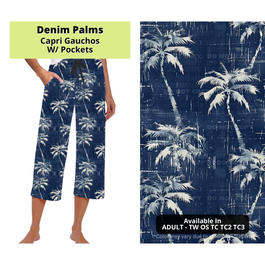 Preorder Custom Styles - Denim Palms - Closes 24 Mar - ETA late Jun 2025 Leggings