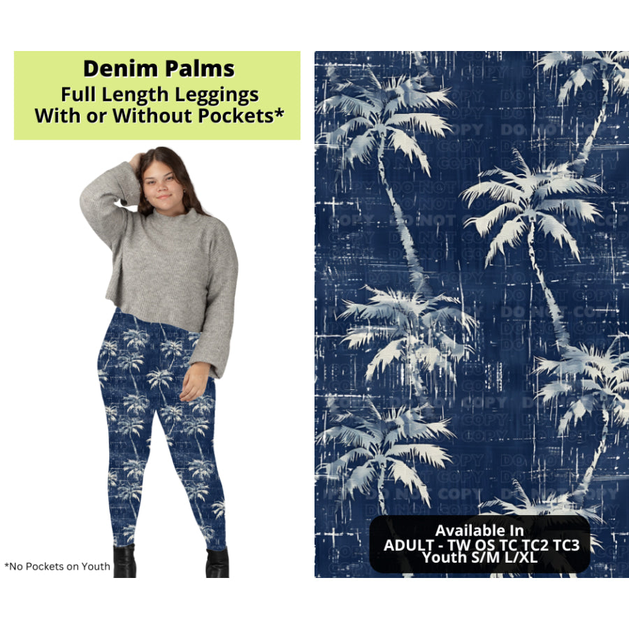 Preorder Custom Styles - Denim Palms - Closes 24 Mar - ETA late Jun 2025 Leggings