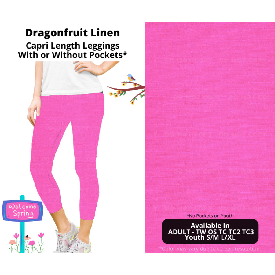 PREORDER Custom Styles - Dragonfruit Linen - Closes 8 Jan - ETA late Apr 2025 Leggings