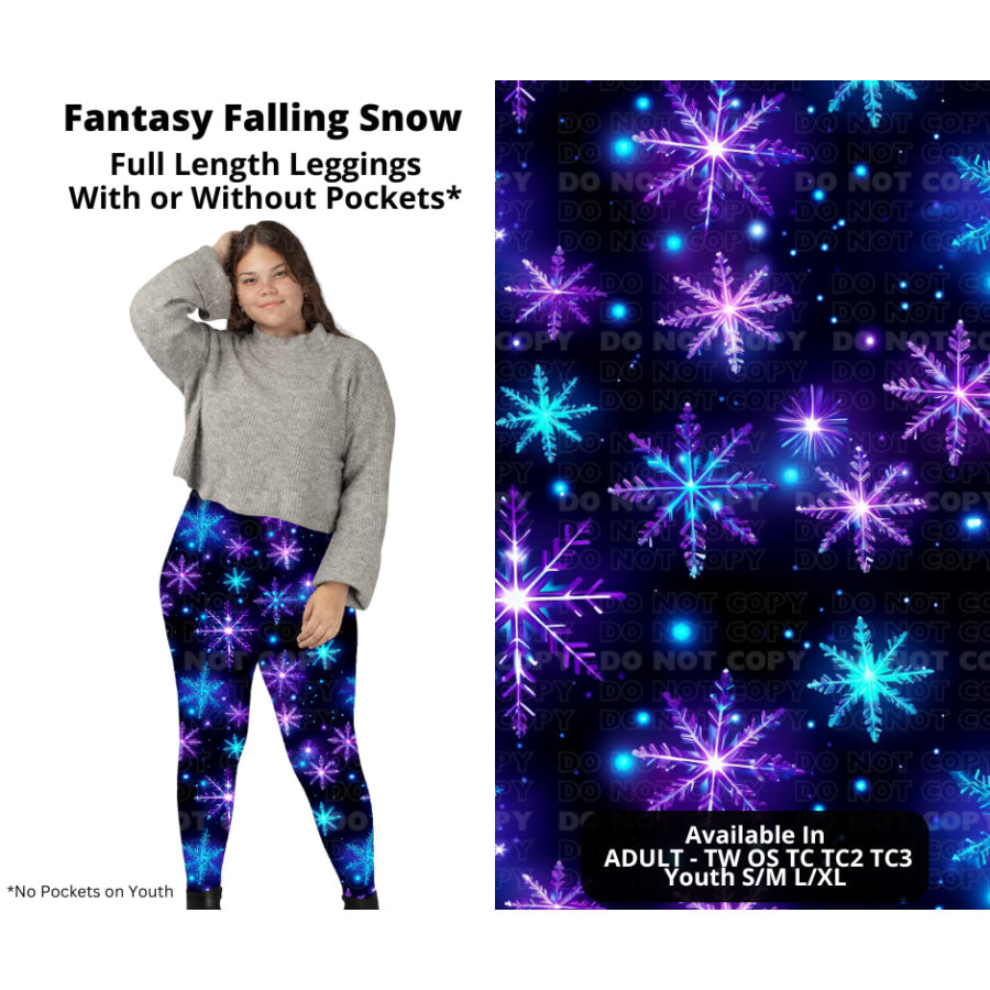 PREORDER Custom Styles - Fantasy Falling Snow - Closes 14 Oct - ETA early Jan 2024 Leggings