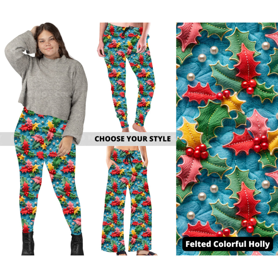 PREORDER Custom Styles - Felted Colourful Holly - Closes 18 Sep - ETA early Dec 2024 Leggings