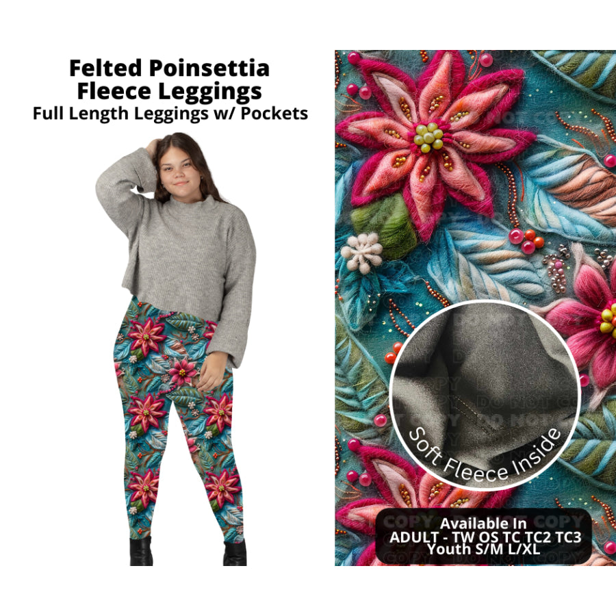 PREORDER Custom Styles - Felted Poinsettia - Closes 7 Oct - ETA late Dec 2024 Leggings