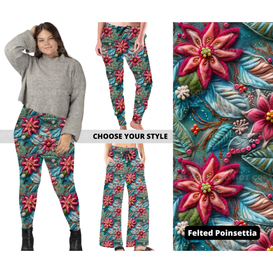 PREORDER Custom Styles - Felted Poinsettia - Closes 7 Oct - ETA late Dec 2024 Leggings